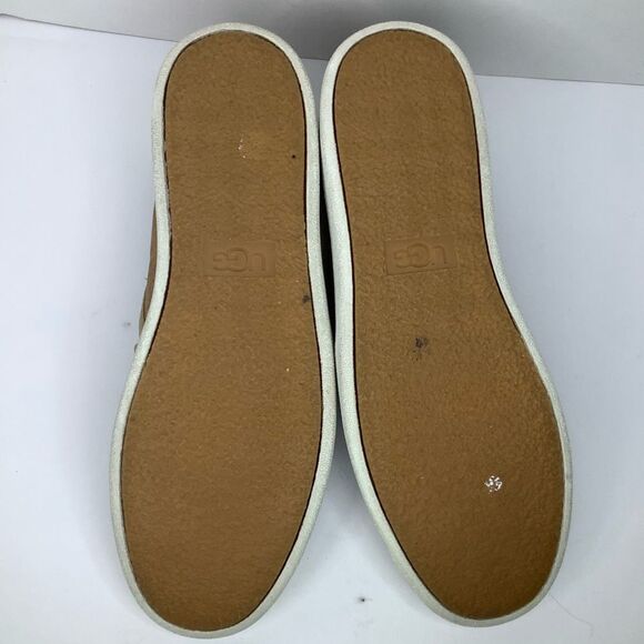 UGG Australia Shoes Tan/Gold Suede Leather Jass Sneakers Slip On Women Sz 10 - Picture 8 of 10